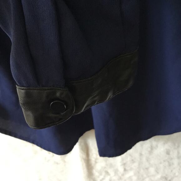 Ann Taylor Deep Blue Half Button Down Shirt - Picture 7 of 11